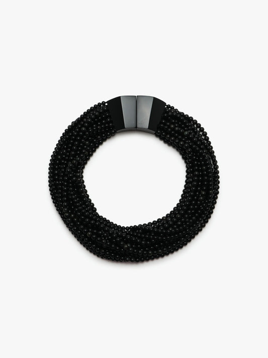 Kaia necklace: obsidian stone, acrylic